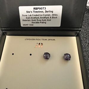 Amethyst ice crystal stud Earrings Ring bomb party, will ship in a smaller box